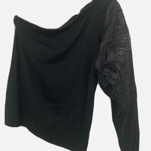 Chic Black Lace Sleeve Women's Blouse